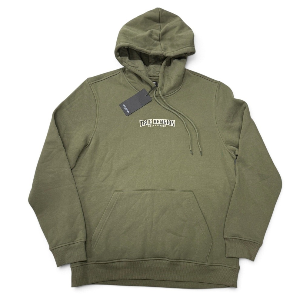 True Religion Mens Camo Horseshoe Pullover Hoodie Kalamata Olive Green XL NWT